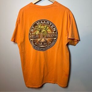 St. Maarten T-Shirt Men’s XL Orange S/S By Blue 84 - Caribbean Island Tropical